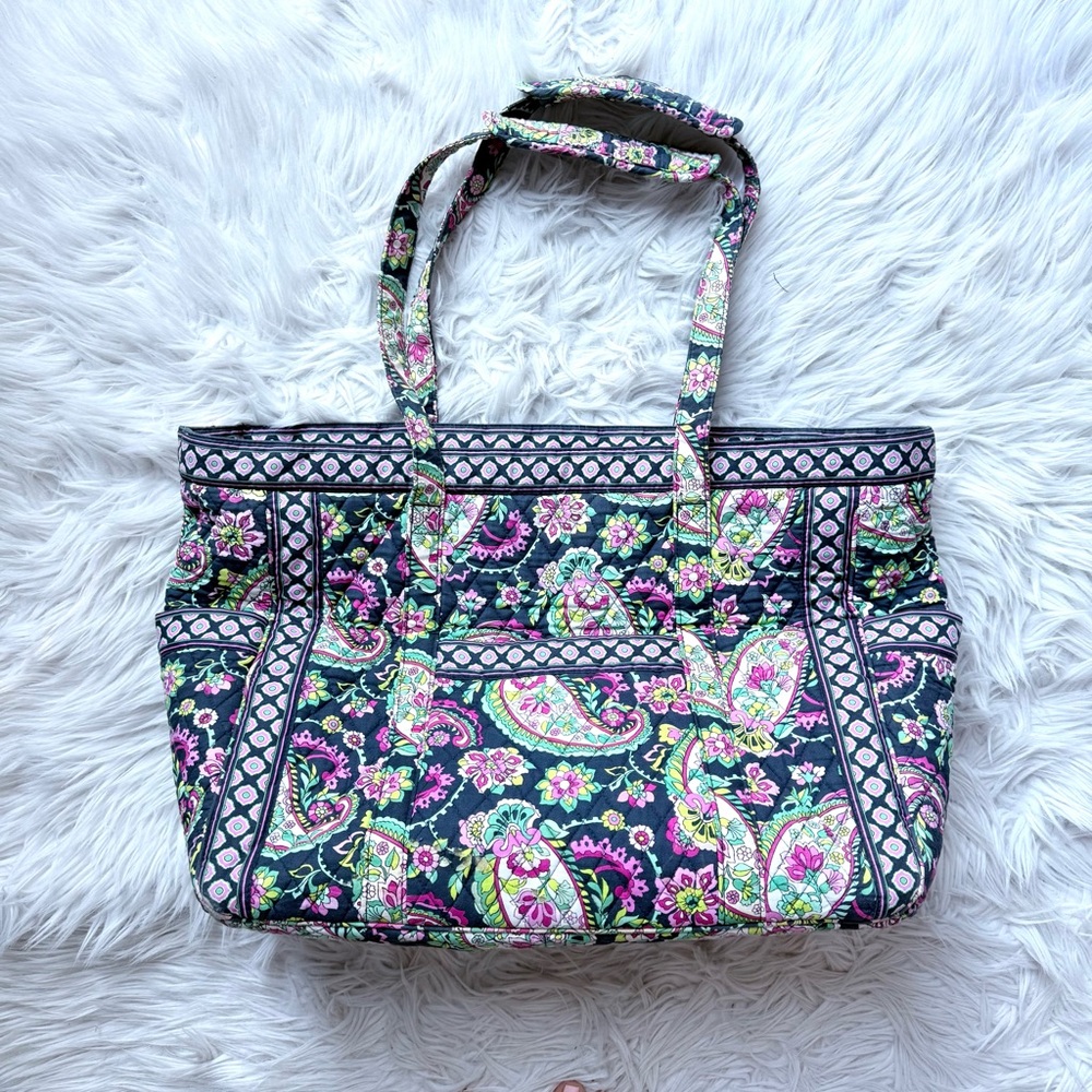 Vintage Vera Bradley large weekend paisley Cottage Grandma tote bag luggage